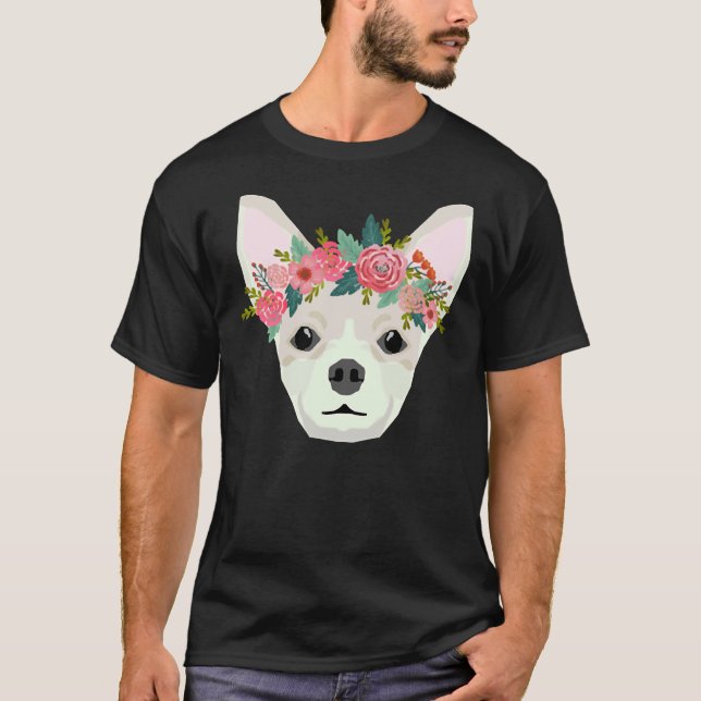 T-shirt Chihuahua Chig race Florale Couronne Chihuahuas Pu (Devant)