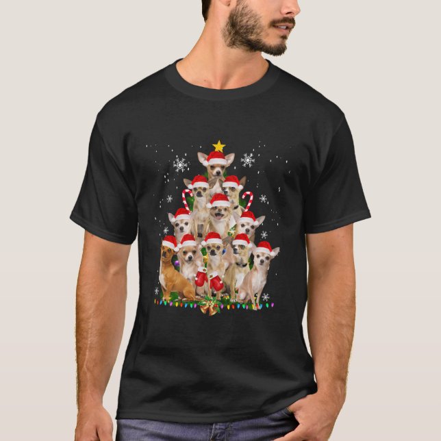 T-shirt Chihuahua Christmas Tree Chien Père Noël Joyeux Pu (Devant)