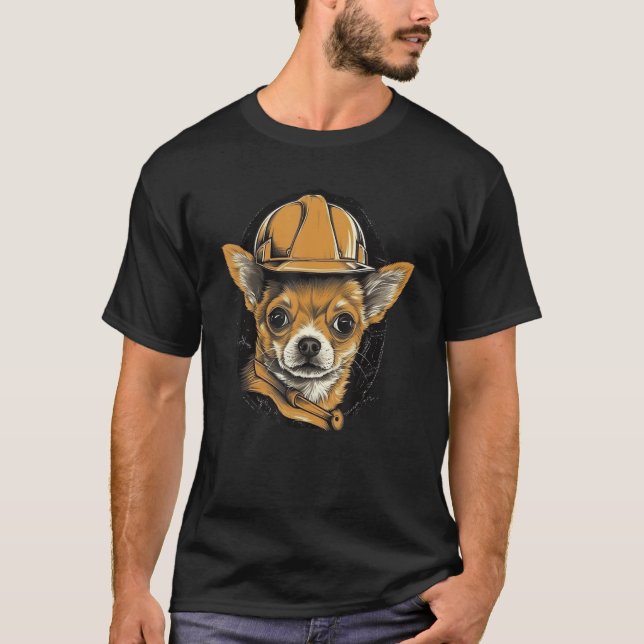 T-shirt Chihuahua Construction Worker Construction Excavat (Devant)