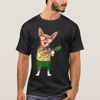 T-shirt Chihuahua Costume Hawaïen Jouant de l'Ukulélé Été
