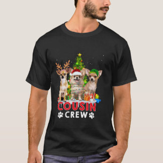 T-shirt Chihuahua Cousin Écran de Noël Lumières des arbres