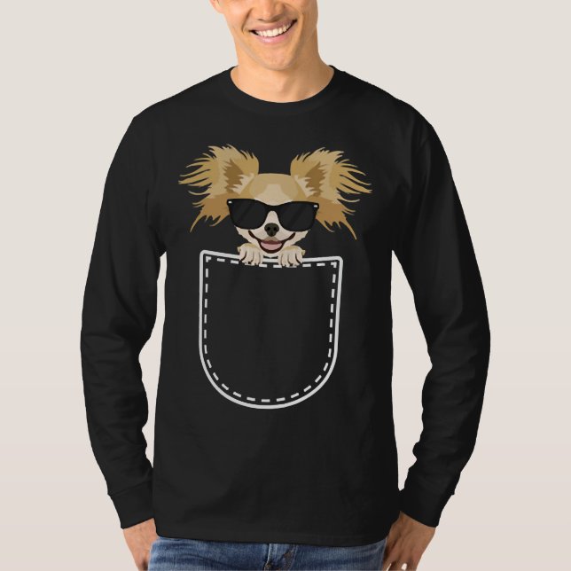 T-shirt Chihuahua Dans La Poche Du Sein (Devant)
