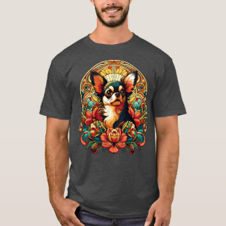 T-shirt Chihuahua dans le style floral Art Nouveau