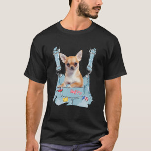 T-shirt Chihuahua Dans Poche 2 Surfaces Avant De La Sangle