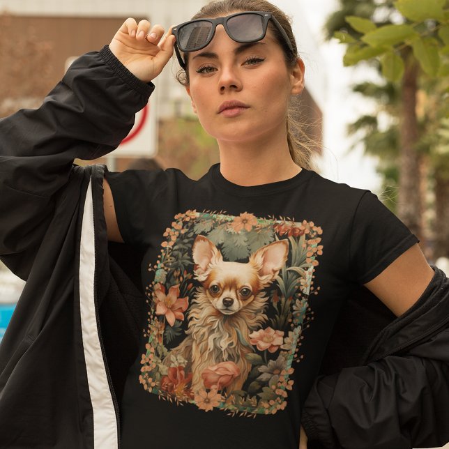 T-shirt Chihuahua dans un jardin vintage William Morris (Créateur téléchargé)