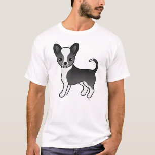T-shirt Chihuahua de dessin animé à poil lisse noir et bla