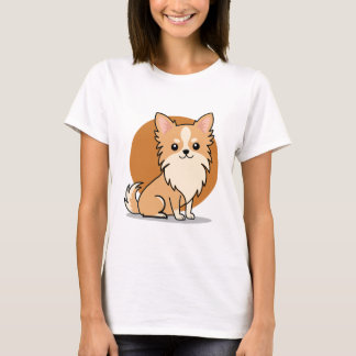 T-shirt Chihuahua de dessin animé aux longs poils mignon