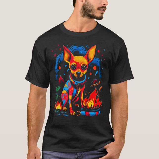 T-shirt Chihuahua Dog Camping (Devant)
