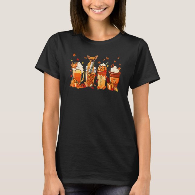 T-shirt Chihuahua Dog Coffee Drink Pumpkin Spice Latte Aut (Devant)