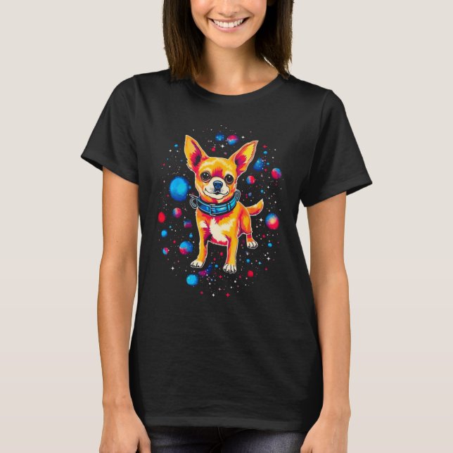 T-shirt Chihuahua Dog in Space (Devant)
