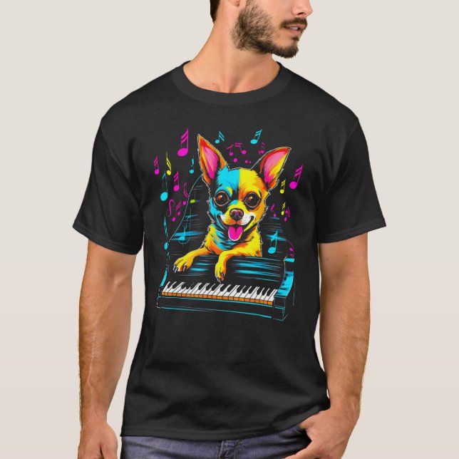 T-shirt Chihuahua Dog Piano (Devant)