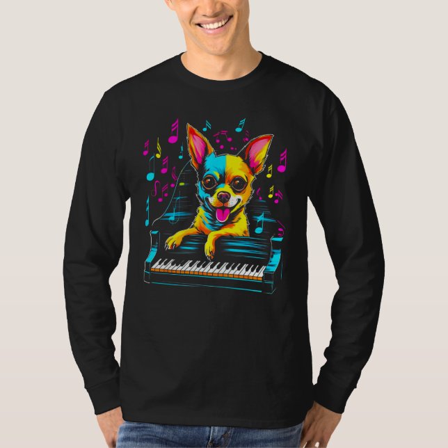 T-shirt Chihuahua Dog Piano (Devant)