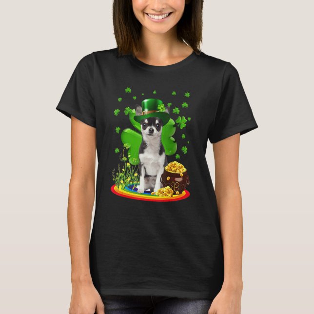 T-shirt Chihuahua Dog Shamrock St Patricks Day Dog Irish G (Devant)