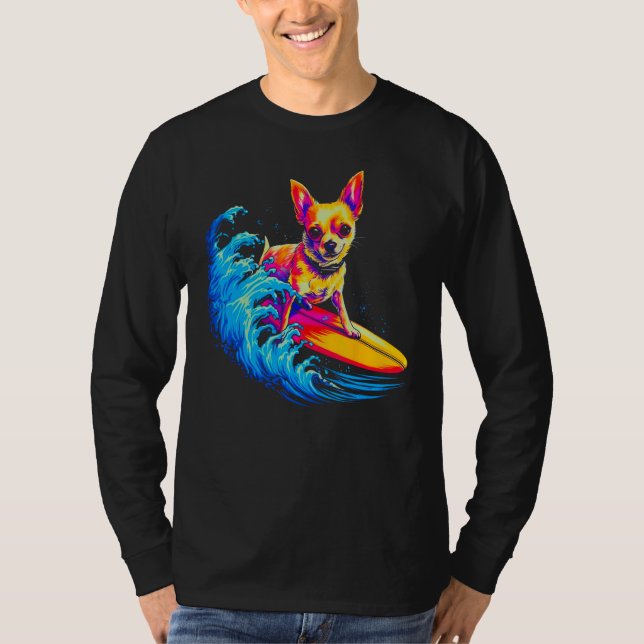 T-shirt Chihuahua Dog Surfing (Devant)