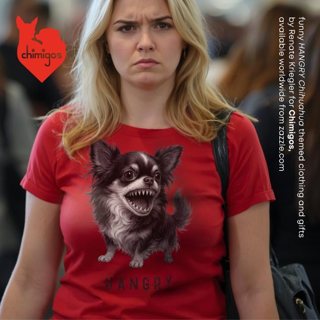 T-shirt Chihuahua en colère - Drôle Aggressif En colère Ef (funny and cute shark-tooth hangry chihuahua t-shirt - for when you're so hungry you're angry)