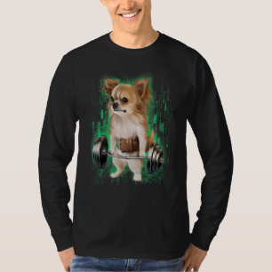 T-shirt Chihuahua Entraînement Muscle Chien Avec Barbell S