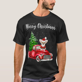 T-shirt Chihuahua équitation Camion Rouge Joyeux Noël Chie