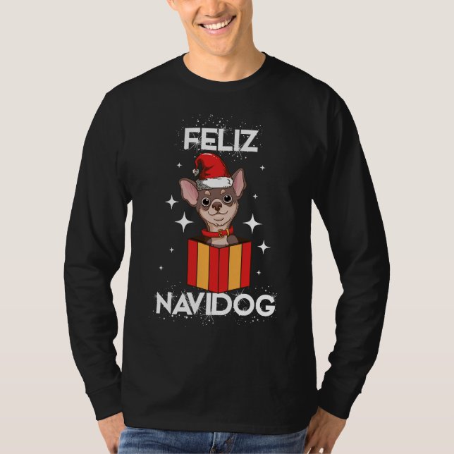 T-shirt Chihuahua Feliz Navidog Christmas Dog (Devant)