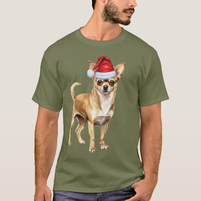 T-shirt Chihuahua Funny Christmas Père Noël Chien (Devant)