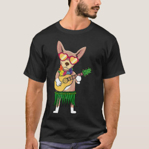 T-shirt Chihuahua Hawaiian Costume Jouer Ukulele été