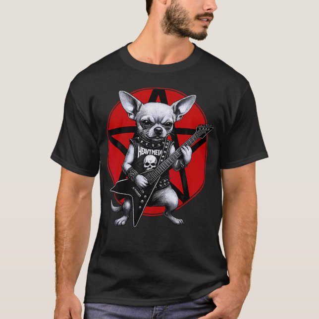 T-shirt Chihuahua Heavy Metal Guitare Rock Amoureux des Ch (Devant)