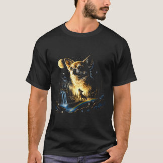 T-shirt Chihuahua howling to the moon vintage funny