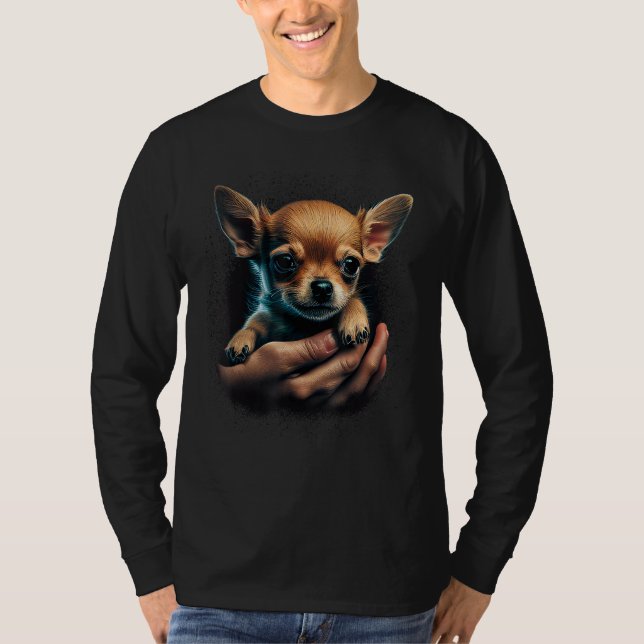T-shirt Chihuahua Hug Puppy  Cute Dog Love (Devant)