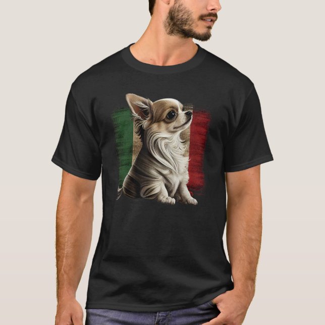 T-shirt Chihuahua  Italy Flag Italian  Dog Souvenir Pizza (Devant)