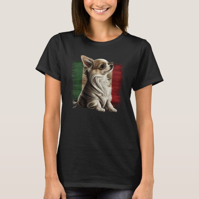 T-shirt Chihuahua  Italy Flag Italian  Dog Souvenir Pizza (Devant)