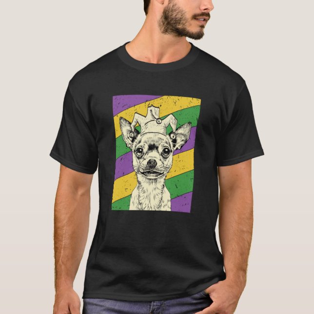 T-shirt Chihuahua Jester Mardi Gras Dog Mom or Dad (Devant)