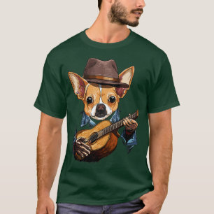 T-shirt Chihuahua Jouer Guitare Jouet animal de compagnie 
