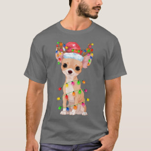 T-shirt Chihuahua Lumières de Noël Arbre Drôle de chapeau