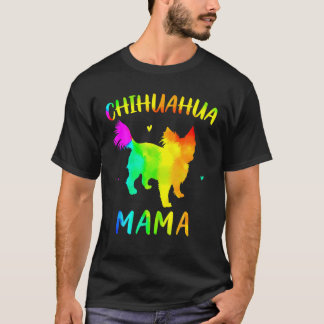T-shirt Chihuahua Mama aux cheveux longs et aux couleurs d