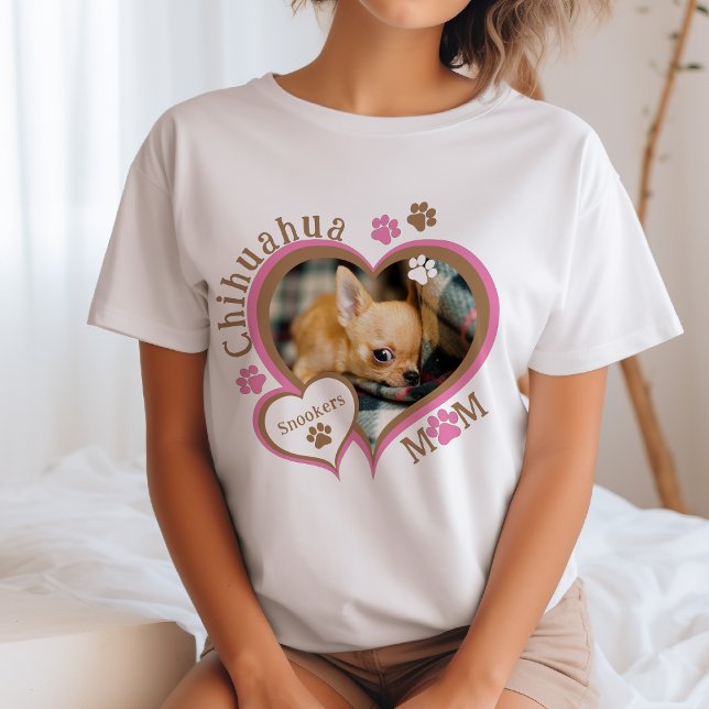 T-shirt Chihuahua Maman Photo personnalisée Propriétaire d (Chihuahua Mom Custom Photo Personalized T-Shirt)