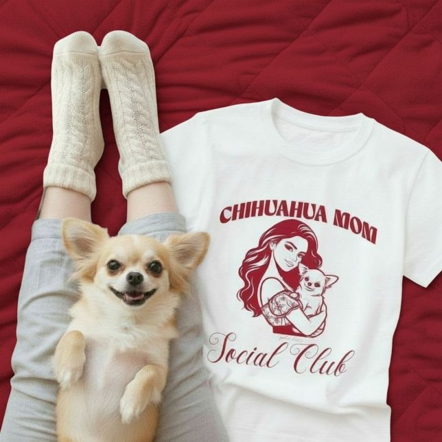 T-shirt Chihuahua Mom Social Club Line Art Chien Propriéta (Chihuahua Mom Social Club Line Art Dog Owner Gift T-Shirt.)
