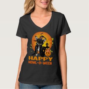 T-shirt Chihuahua noir Halloween Happy Howl O Ween