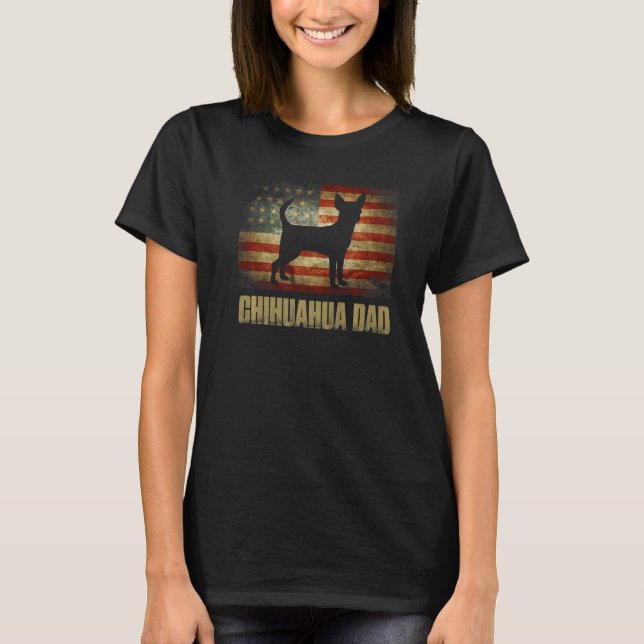 T-shirt Chihuahua Papa Vintage Drapeau américain Patriotiq (Devant)