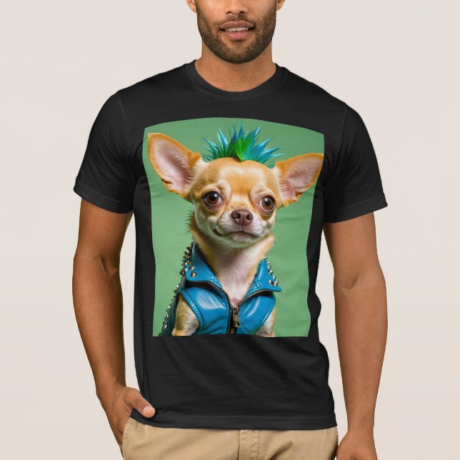 T-SHIRT CHIHUAHUA PUNK ROCK 13 (Devant)