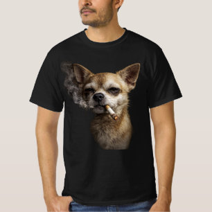 T-shirt Chihuahua qui fume drôle — Chien Grunge Vintage Y2