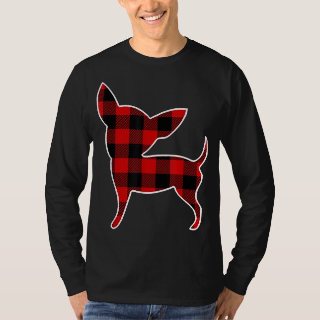 T-shirt Chihuahua Red Buffalo Plaid Chien Pup Correspondan (Devant)
