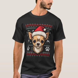 T-shirt Chihuahua Santa Hat Noël Funny Chien Maman Papa