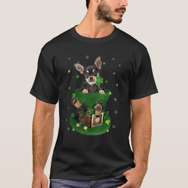 T-shirt Chihuahua Shamrock Casquette C St Patrick's Day (Devant)