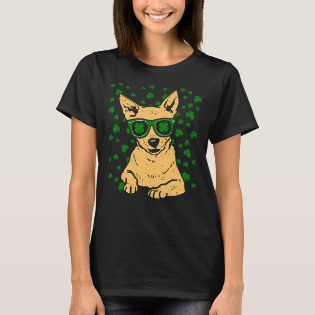 T-shirt Chihuahua Shamrock lunettes Jour de la Saint Patri (Devant)