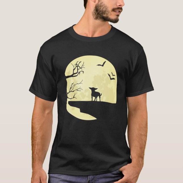 T-shirt Chihuahua Silhouette Dans Les Chauves-Fous Et Les  (Devant)