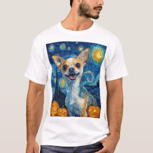 T-shirt chihuahua souriant chien nuit étoilée par Van Gogh