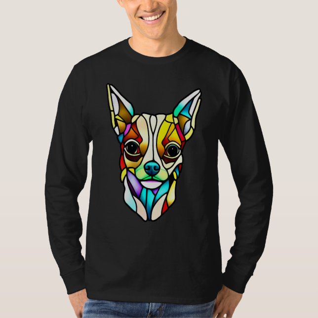 T-shirt Chihuahua - Stained Glass Pop Art_3 (Devant)