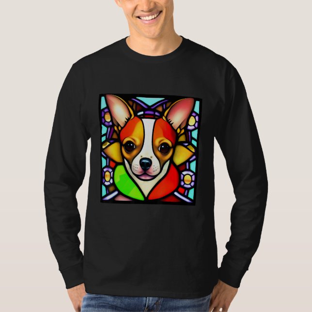 T-shirt Chihuahua - Stained Glass Pop Art_4 (Devant)