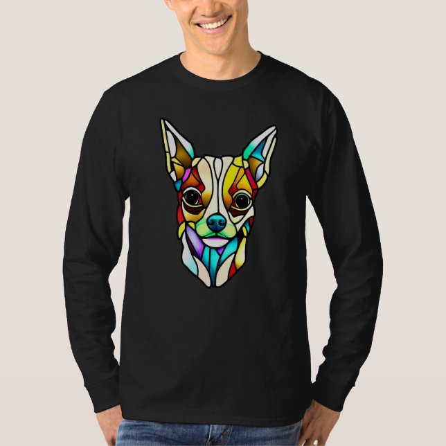 T-shirt Chihuahua - Stained Glass Pop Art Premium_1 (Devant)