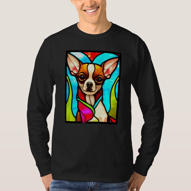 T-shirt Chihuahua - Stained Glass Pop Art Premium_3 (Devant)