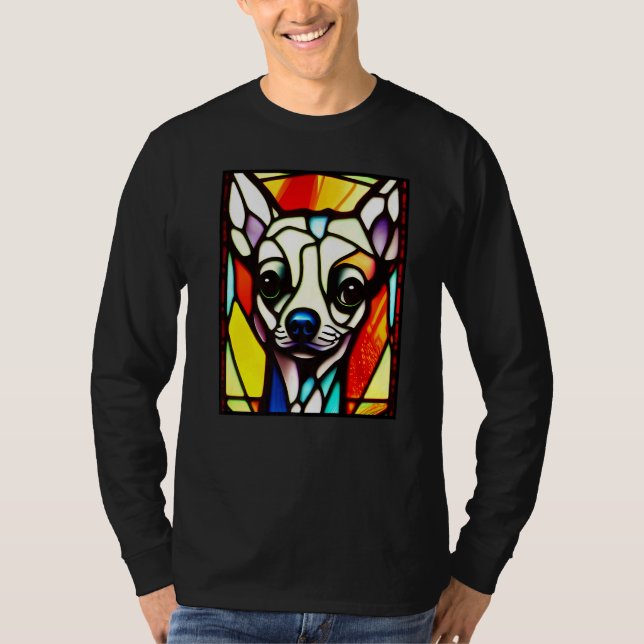 T-shirt Chihuahua - Stained Glass Pop Art Premium_4 (Devant)